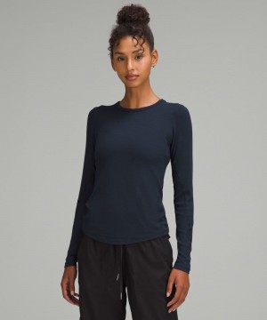 μακρυμανικα μπλουζακια Lululemon Hold Tight γυναικεια σκουρο μπλε | Greece-4681057
