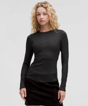 μακρυμανικα μπλουζακια Lululemon Hold Tight γυναικεια μαυρα ασημι | Greece-9580742