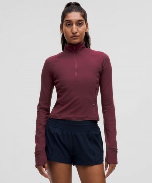μακρυμανικα μπλουζακια Lululemon It's Rulu Cropped Half Zip γυναικεια σκούρο κοκκινα | Greece-8736402