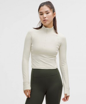 μακρυμανικα μπλουζακια Lululemon It's Rulu Cropped Half Zip γυναικεια Μπεζ | Greece-5908236