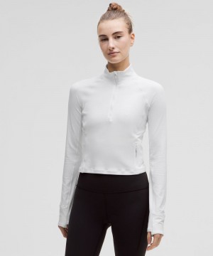 μακρυμανικα μπλουζακια Lululemon It's Rulu Cropped Half Zip γυναικεια ασπρα | Greece-0931654