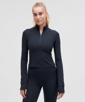 μακρυμανικα μπλουζακια Lululemon It's Rulu Cropped Half Zip γυναικεια σκουρο μπλε | Greece-6791803