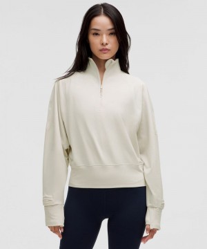 μακρυμανικα μπλουζακια Lululemon It's Rulu Fleece Half Zip γυναικεια Μπεζ | Greece-6910428