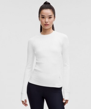 μακρυμανικα μπλουζακια Lululemon It's Rulu Ribbed γυναικεια ασπρα | Greece-0389471