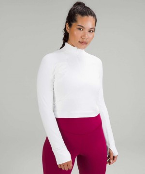 μακρυμανικα μπλουζακια Lululemon It's Rulu Run Cropped Half Zip γυναικεια ασπρα | Greece-8527361