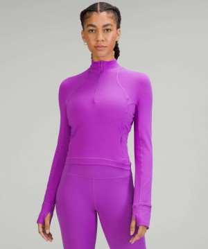 μακρυμανικα μπλουζακια Lululemon It's Rulu Run Cropped Half Zip γυναικεια μωβ | Greece-0649381