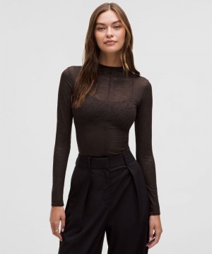 μακρυμανικα μπλουζακια Lululemon Lace γυναικεια σοκολάτα | Greece-8691035