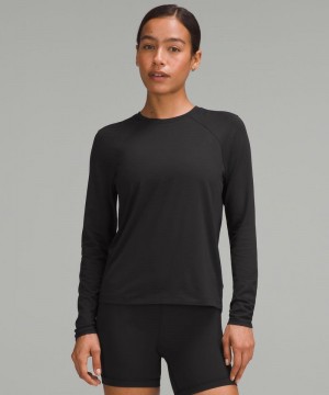μακρυμανικα μπλουζακια Lululemon License to Train Classic-Fit γυναικεια μαυρα | Greece-9128576