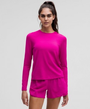 μακρυμανικα μπλουζακια Lululemon License to Train Classic-Fit γυναικεια ροζ | Greece-0518249