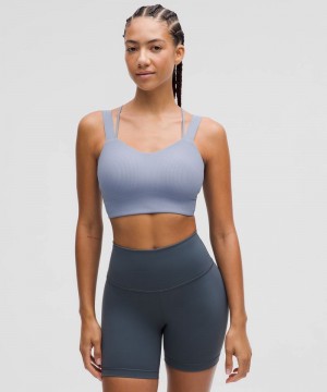 Αθλητικο Σουτιεν Lululemon Like a Cloud Ribbed Longline Light Support, D/DD Cup γυναικεια μπλε | Greece-6594702