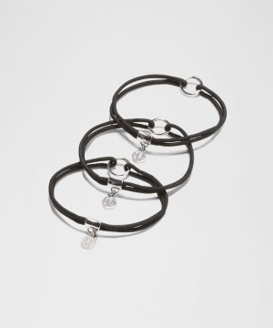 Αξεσουαρ Μαλλιων Lululemon Logo Charm Hair Ties γυναικεια μαυρα ασημι | Greece-7148096