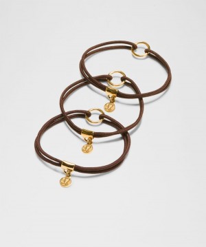 Αξεσουαρ Μαλλιων Lululemon Logo Charm Hair Ties γυναικεια σοκολάτα χρυσο χρωμα | Greece-5306489