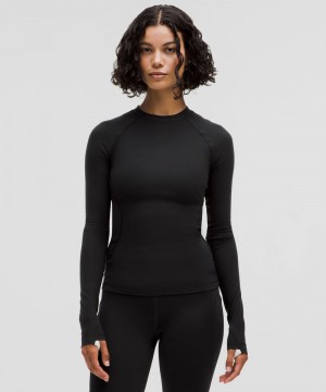 μακρυμανικα μπλουζακια Lululemon Long-Sleeve Crewneck Base Layer γυναικεια μαυρα Μπεζ | Greece-7148063