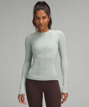 μακρυμανικα μπλουζακια Lululemon Long-Sleeve Crewneck Base Layer γυναικεια γκρι γκρι | Greece-7185036
