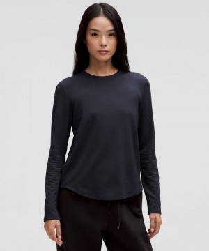 μακρυμανικα μπλουζακια Lululemon Love Modal Fleece γυναικεια μαυρα | Greece-4728169