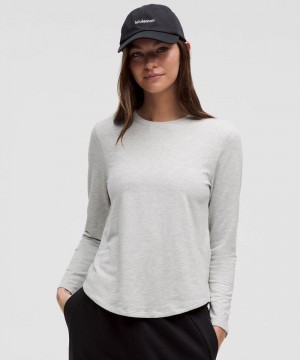 μακρυμανικα μπλουζακια Lululemon Love Modal Fleece γυναικεια ανοιχτο γκρι | Greece-7296458