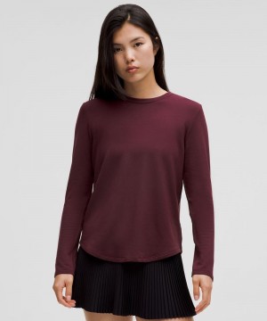 μακρυμανικα μπλουζακια Lululemon Love Modal Fleece γυναικεια σκούρο κοκκινα | Greece-0187429