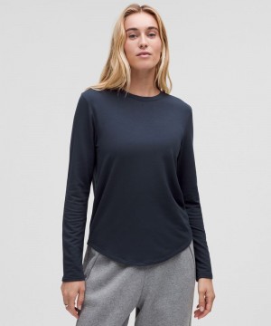 μακρυμανικα μπλουζακια Lululemon Love Modal Fleece γυναικεια σκουρο μπλε | Greece-4976023