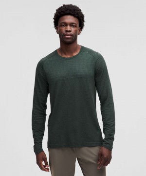 μακρυμανικα μπλουζακια Lululemon Metal Vent Tech Glow Stripe ανδρικα τυρκουάζ βαθυ πρασινο | Greece-0691238
