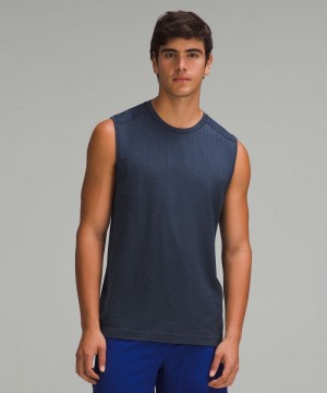 αμανικα μπλουζακια Lululemon Metal Vent Tech Sleeveless Shirt ανδρικα μπλε σκουρο μπλε | Greece-9821470