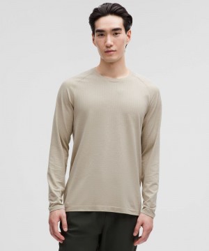 μακρυμανικα μπλουζακια Lululemon Metal Vent Tech ανδρικα Μπεζ ασπρα | Greece-6743085
