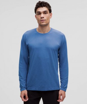 μακρυμανικα μπλουζακια Lululemon Metal Vent Tech ανδρικα μπλε μπλε | Greece-9183470