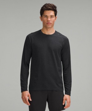 μακρυμανικα μπλουζακια Lululemon Metal Vent Tech ανδρικα βαθυ γκρι μαυρα | Greece-4532796