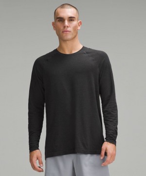 μακρυμανικα μπλουζακια Lululemon Metal Vent Tech ανδρικα βαθυ γκρι μαυρα | Greece-5467301