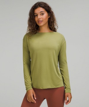 μακρυμανικα μπλουζακια Lululemon Modal-Blend Open-Back γυναικεια πρασινο | Greece-8937150