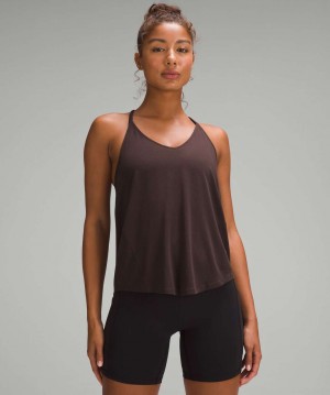 αμανικα μπλουζακια Lululemon Modal-Silk Yoga γυναικεια σοκολάτα | Greece-1375489