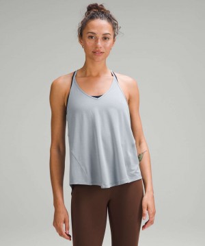 αμανικα μπλουζακια Lululemon Modal-Silk Yoga γυναικεια μπλε | Greece-4783569
