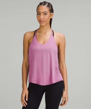 αμανικα μπλουζακια Lululemon Modal-Silk Yoga γυναικεια ροζ | Greece-9162735