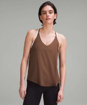 αμανικα μπλουζακια Lululemon Modal-Silk Yoga γυναικεια καφε | Greece-9865034