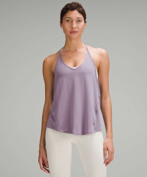 αμανικα μπλουζακια Lululemon Modal-Silk Yoga γυναικεια μωβ γκρι | Greece-4862139
