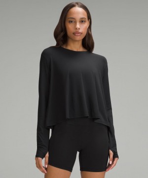 μακρυμανικα μπλουζακια Lululemon Modal Relaxed-Fit Lounge γυναικεια μαυρα | Greece-5913842