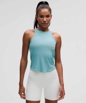 αμανικα μπλουζακια Lululemon Modal Silk Twist-Back Yoga γυναικεια τυρκουάζ | Greece-1809675