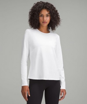 μακρυμανικα μπλουζακια Lululemon Organic Cotton Crewneck γυναικεια ασπρα | Greece-0134685