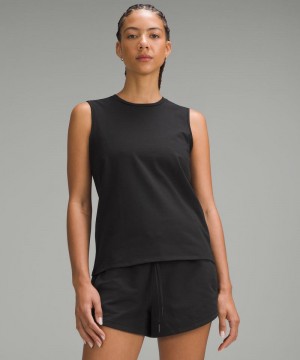 αμανικα μπλουζακια Lululemon Organic Cotton Crewneck γυναικεια μαυρα | Greece-1346297