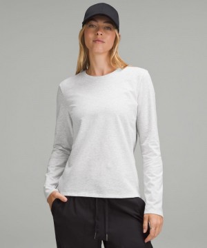 μακρυμανικα μπλουζακια Lululemon Organic Cotton Crewneck γυναικεια ανοιχτο γκρι | Greece-3896452