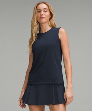 αμανικα μπλουζακια Lululemon Organic Cotton Crewneck γυναικεια σκουρο μπλε | Greece-8297014