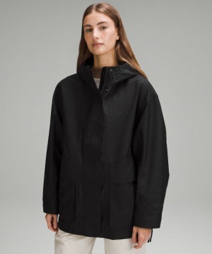 Μπουφάν Βροχής Lululemon Oversized Hooded γυναικεια μαυρα | Greece-0746318