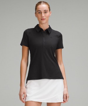 μπλουζακια πολο Lululemon Quick-Dry Short-Sleeve γυναικεια μαυρα | Greece-9780621
