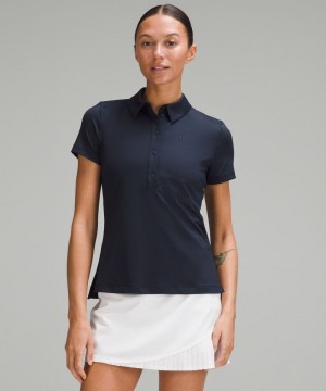 μπλουζακια πολο Lululemon Quick-Dry Short-Sleeve γυναικεια σκουρο μπλε | Greece-6210758