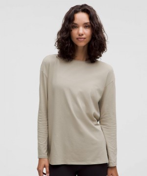 μακρυμανικα μπλουζακια Lululemon Relaxed-Fit Boatneck γυναικεια γκρι | Greece-1026547