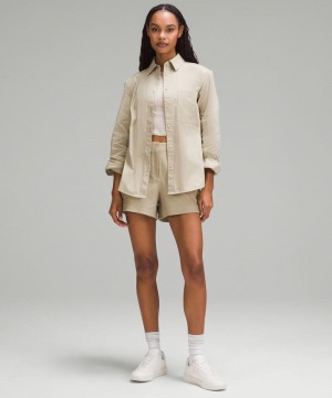 μακρυμανικα μπλουζακια Lululemon Relaxed-Fit Cotton-Blend Poplin Button-Down γυναικεια Χακί | Greece-7926053