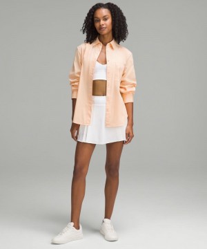 μακρυμανικα μπλουζακια Lululemon Relaxed-Fit Cotton-Blend Poplin Button-Down γυναικεια κοραλι | Greece-3215478