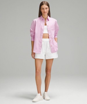 μακρυμανικα μπλουζακια Lululemon Relaxed-Fit Cotton-Blend Poplin Button-Down γυναικεια ροζ | Greece-6453028