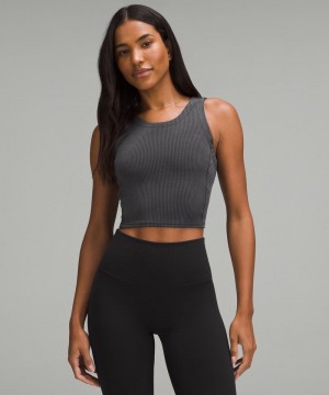 αμανικα μπλουζακια Lululemon Ribbed Softstreme Cropped γυναικεια μαυρα | Greece-6193540