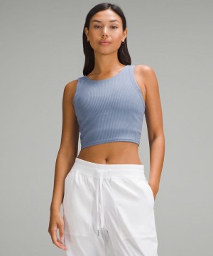 αμανικα μπλουζακια Lululemon Ribbed Softstreme Cropped γυναικεια μπλε | Greece-2531976