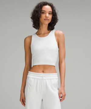 αμανικα μπλουζακια Lululemon Ribbed Softstreme Cropped γυναικεια ασπρα | Greece-8945137